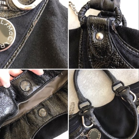 STELLA MCCARTNEY Large Black Felt Tote
